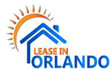 A blue and orange logo for lease in orlando.